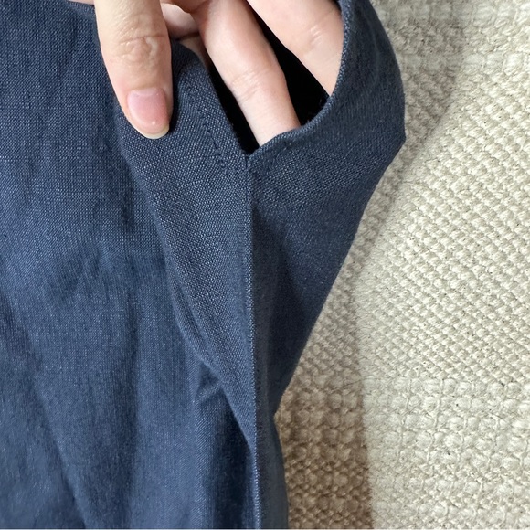 TAYLOR STITCH navy blue Loma linen midi dress M - Picture 6 of 11